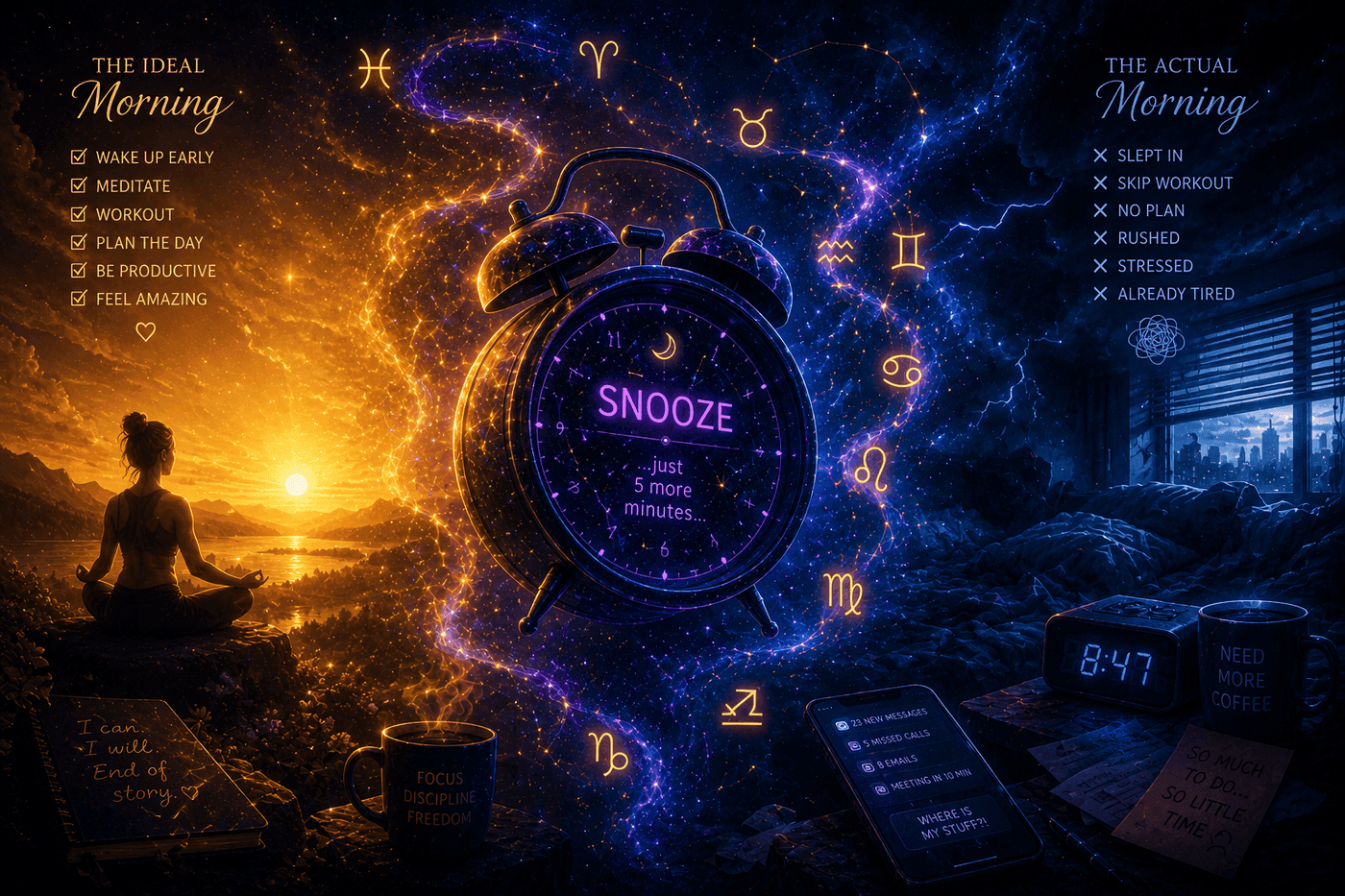 Your zodiac sign's ideal vs actual morning routine