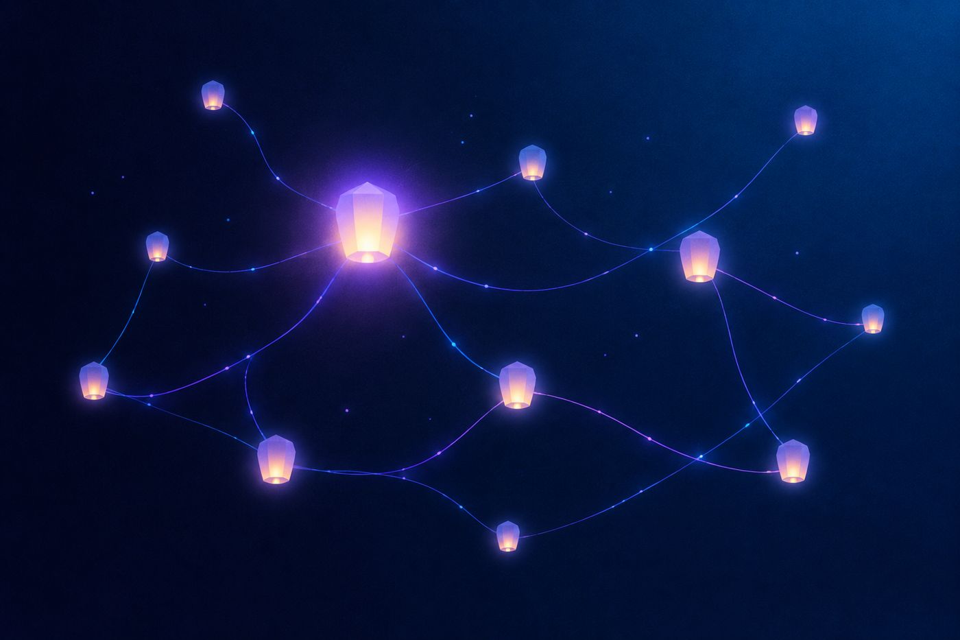 A zodiac wheel illustration with twelve small icons representing green flags, glowing softly against a navy background.