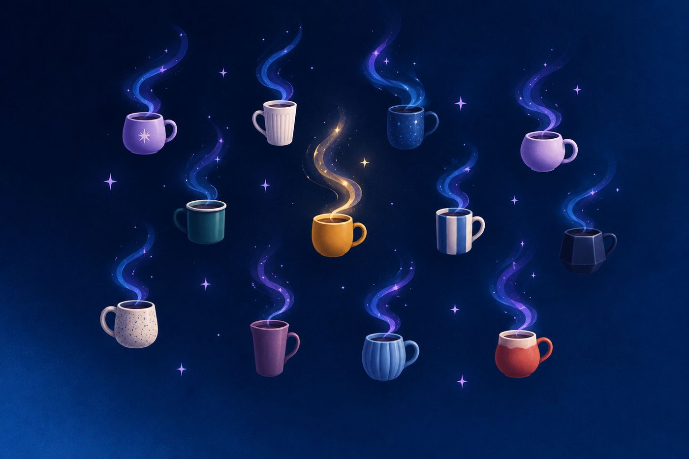 Twelve zodiac glyphs arranged around a cozy winter scene with candles, blankets, and warm light