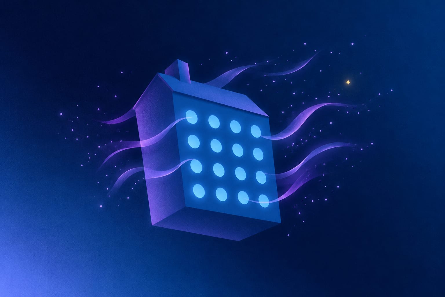 Twelve glowing zodiac glyphs arranged like a reality TV cast lineup against a deep navy night sky with cosmic blue light.
