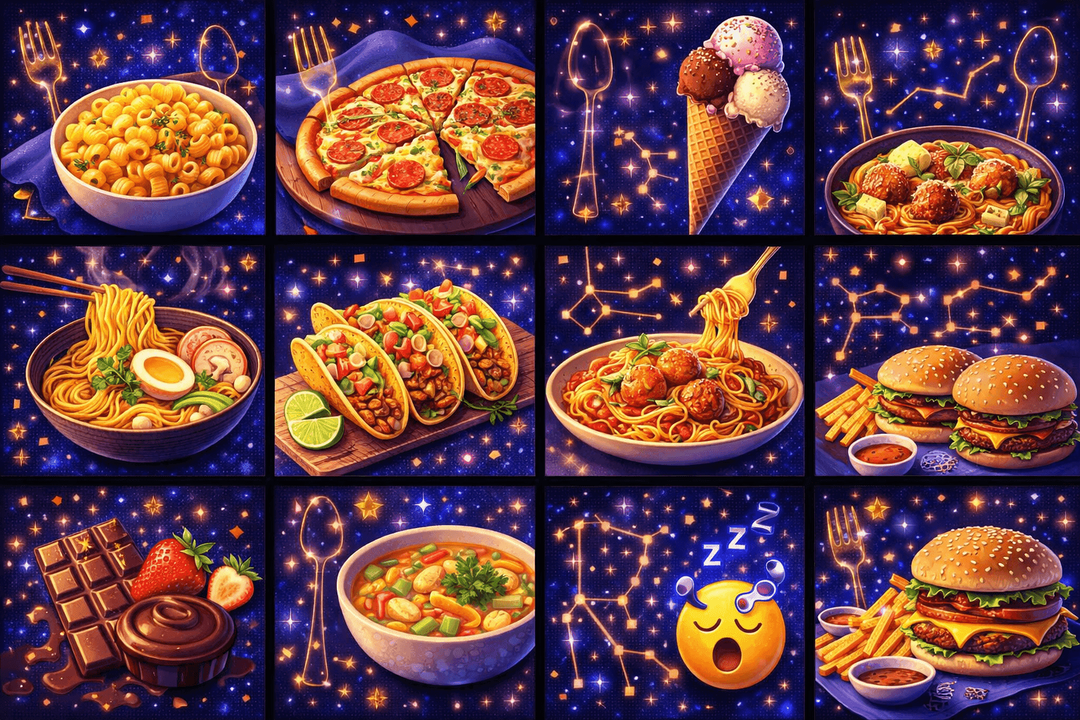 Comfort foods matched to zodiac signs
